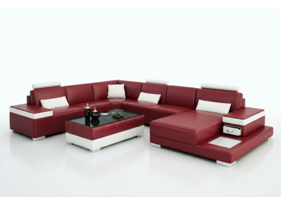 Skórzana sofa kanapa Żywy krajobraz Narożnikowa kanapa Narożnik Ustaw Design Modern New Sofa L6013