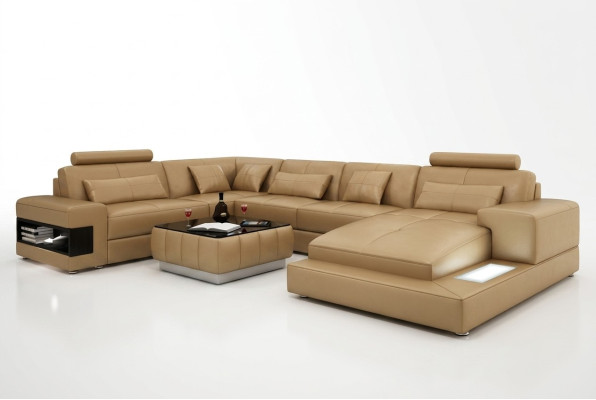Skórzana Sofa Kanapa Żywy krajobraz Modern Narożnikowa kanapa Narożnik Decor Ustawić Design