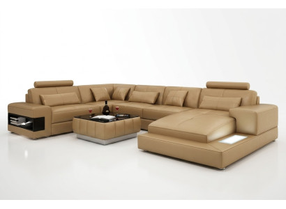 Skórzana Sofa Kanapa Żywy krajobraz Modern Narożnikowa kanapa Narożnik Decor Ustawić Design