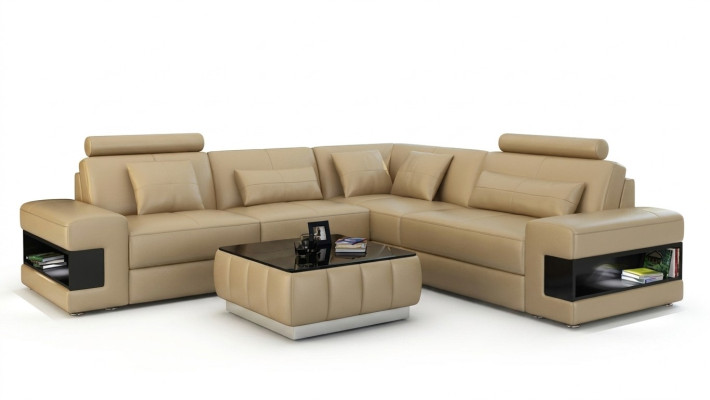 Skórzana Sofa Kanapa Nowoczesny Żywy krajobraz Narożnikowa kanapa Narożnik Decor Ustawić Design