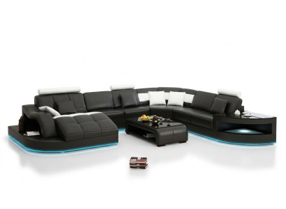 Skórzana sofa kanapa Żywy krajobraz Narożnikowa kanapa Narożnik Ustaw Design Modern New Sofa