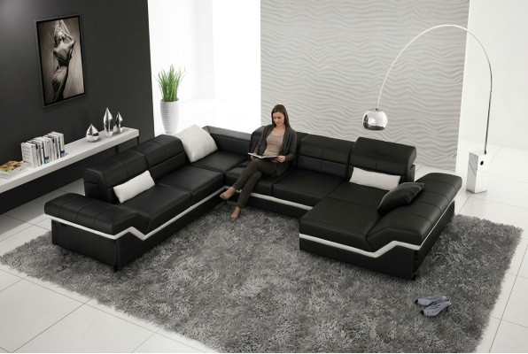 SOFA SKÓRZANA XXL Żywy krajobraz Narożnikowa kanapa DESIGN SOFA COUCH Ustawić NAROŻNIK NOWOŚĆ