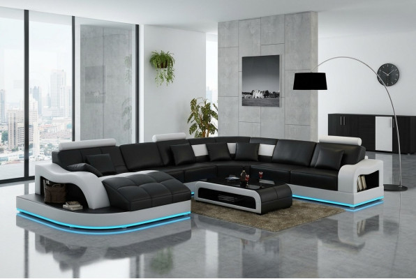 Skórzana sofa kanapa Żywy krajobraz Narożnik kanapa Narożnik Ustaw Design Nowoczesna Sofa L6015B