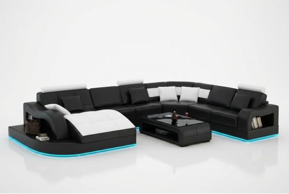 Skórzana sofa kanapa Żywy krajobraz Narożnik kanapa Narożnik Ustaw Design Nowoczesna Sofa L6015B