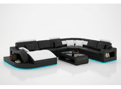 Skórzana sofa kanapa Żywy krajobraz Narożnik kanapa Narożnik Ustaw Design Nowoczesna Sofa L6015B