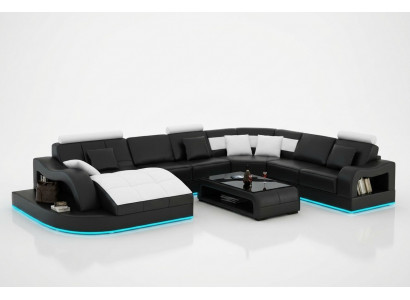 Skórzana sofa kanapa Żywy krajobraz Narożnik kanapa Narożnik Ustaw Design Nowoczesna Sofa L6015B