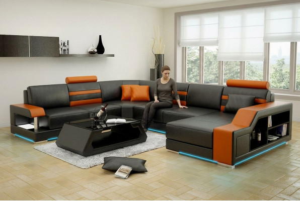 Skórzana sofa kanapa Żywy krajobraz Narożnik kanapa Narożnik Ustaw Design Modern New Sofa L6016