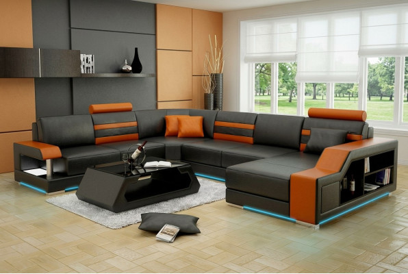 Skórzana sofa kanapa Żywy krajobraz Narożnik kanapa Narożnik Ustaw Design Modern New Sofa L6016