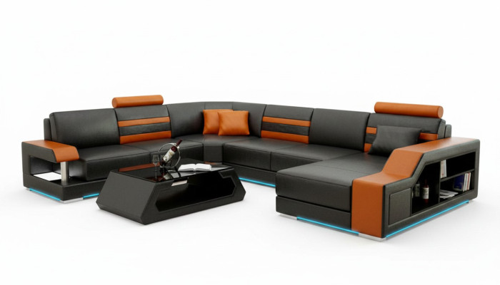 Skórzana sofa kanapa Żywy krajobraz Narożnik kanapa Narożnik Ustaw Design Modern New Sofa L6016