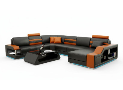Skórzana sofa kanapa Żywy krajobraz Narożnik kanapa Narożnik Ustaw Design Modern New Sofa L6016