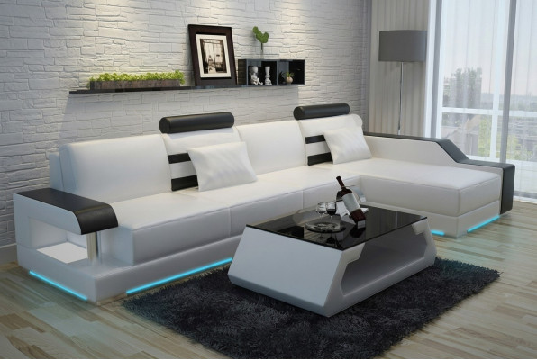 Skórzana sofa kanapa Żywy krajobraz Narożnikowa kanapa Narożnik wystrój projekt nowoczesny Ustaw