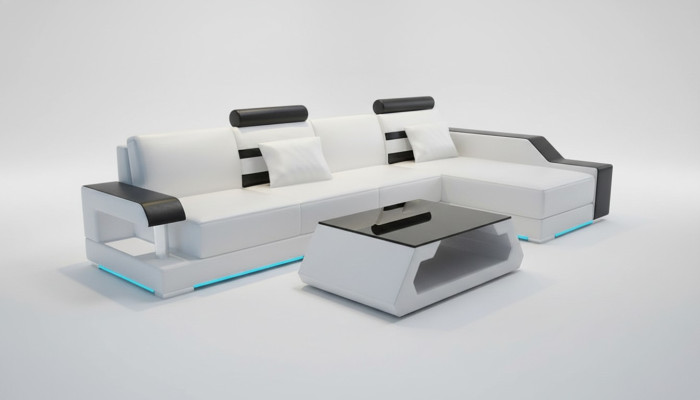 Skórzana sofa kanapa Żywy krajobraz Narożnikowa kanapa Narożnik wystrój projekt nowoczesny Ustaw