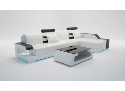 Skórzana sofa kanapa Żywy krajobraz Narożnikowa kanapa Narożnik wystrój projekt nowoczesny Ustaw