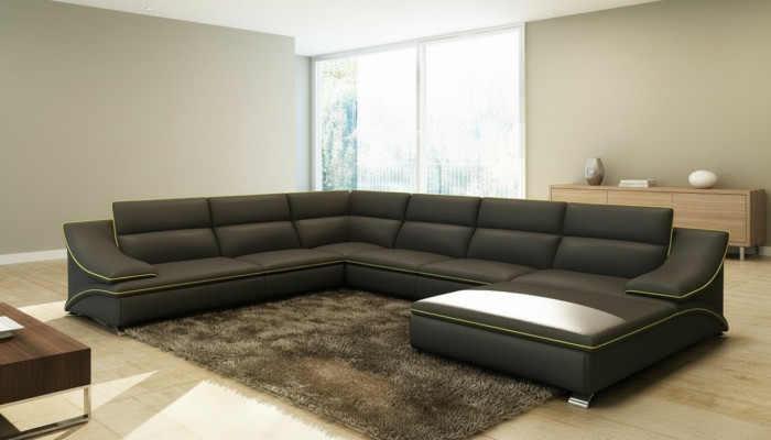 Narożnikowa kanapa skórzana Podkładka Żywy krajobraz Couch Sofa Zestaw narożny U Form EltmannG