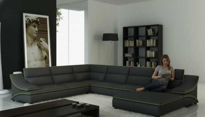 Narożnikowa kanapa skórzana sofa Podkładka Żywy krajobraz Couch Siedziba Narożnik Ustawić U Form EltmannG