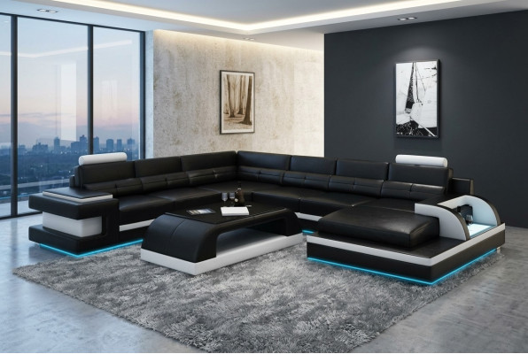 Skórzana sofa kanapa Żywy krajobraz Narożnik kanapa Narożnik Ustaw Design Modern Sofa L6017