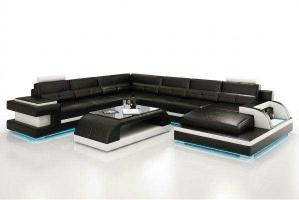 Skórzana sofa kanapa Żywy krajobraz Narożnik kanapa Narożnik Ustaw Design Modern Sofa L6017