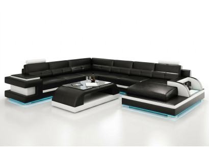 Skórzana sofa kanapa Żywy krajobraz Narożnik kanapa Narożnik Ustaw Design Modern Sofa L6017
