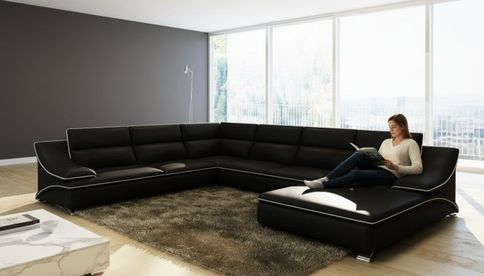 Skórzana sofa Kanapa Zestaw sofowy Nowa 3+2+1 miejsce do siedzenia Ustawić Design Nowoczesna Sofa
