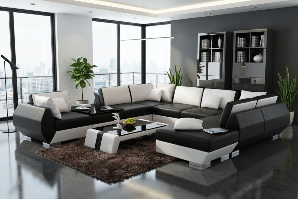 Skórzana sofa Kanapa Zestaw sofowy Nowa Narożnikowa kanapa Narożnik Ustaw Design Nowoczesna Sofa R7002