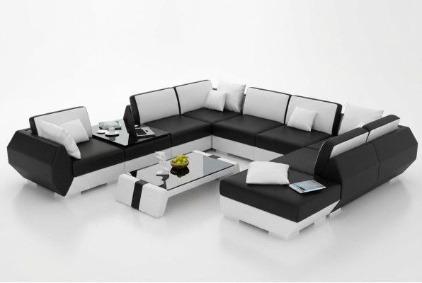 Skórzana sofa Kanapa Zestaw sofowy Nowa Narożnikowa kanapa Narożnik Ustaw Design Nowoczesna Sofa R7002