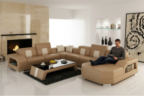 Sofa skórzana kanapa Żywy krajobraz Narożnik kanapa Narożnik Ustaw Design Sofa Nowoczesna R7003 Nowość