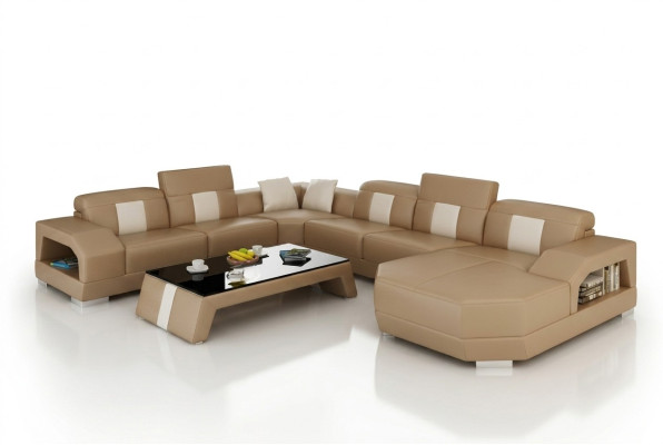 Sofa skórzana kanapa Żywy krajobraz Narożnik kanapa Narożnik Ustaw Design Sofa Nowoczesna R7003 Nowość