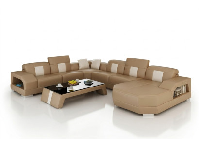 Sofa skórzana kanapa Żywy krajobraz Narożnik kanapa Narożnik Ustaw Design Sofa Nowoczesna R7003 Nowość