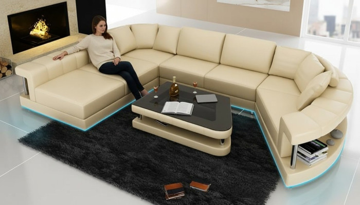 Sofa skórzana sofa kanapa Żywy krajobraz Narożnikowa kanapa Narożnik Ustawić Design Modern