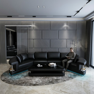 Sofa skórzana Sofa Żywy krajobraz Narożnikowa kanapa Narożnik Ustawić Okrągły Sofa Design Nowość R7007E