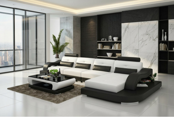Sofa skórzana sofa kanapa Żywy krajobraz Narożnikowa kanapa Narożnik Ustawić Modern Design