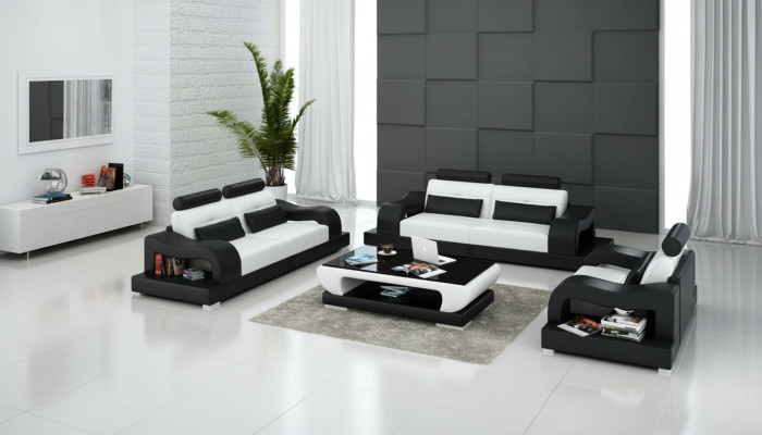 Sofa skórzana Kanapa Zestaw sofowy Żywy krajobraz 3+2+1 miejsce siedzące Ustawić Design Modern G8005D