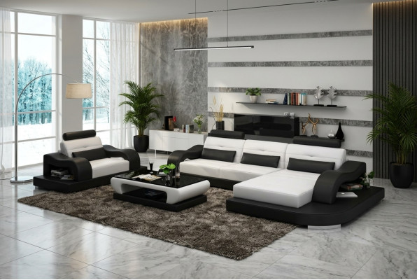 Skórzana sofa kanapa Żywy krajobraz Narożnik kanapa Narożnik Fotel Design Nowoczesna Sofa G8005E