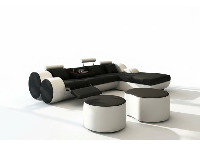 PROJEKTANT SKÓRZANA SOFA Ustawić NAROŻNIK Skóra Narożnikowa kanapa Żywy krajobraz SKÓRZANA SOFA