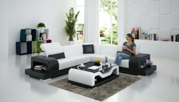 Skórzana sofa kanapa Żywy krajobraz Narożnikowa kanapa Ustawić wystrój nowoczesny