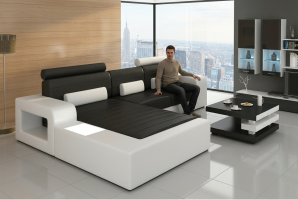 Skóra *MOD H2209 BETA* NAROŻNIK Ustawić SKÓRZANĄ KANAPĘ NOWA SOFA Ustawić Narożnikowa kanapa