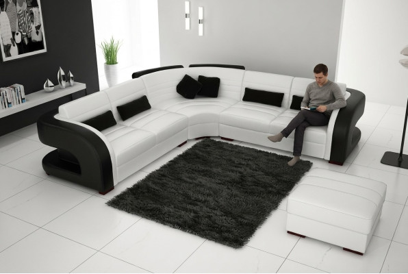 SOFA SKÓRZANA Design Żywy krajobrazu KANAPA Ustawić TAPICEROWANA NAROŻNIK SOFA Bergamo