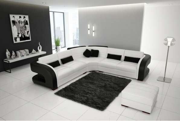 SOFA SKÓRZANA Design Żywy krajobrazu KANAPA Ustawić TAPICEROWANA NAROŻNIK SOFA Bergamo
