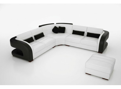 SOFA SKÓRZANA Design Żywy krajobrazu KANAPA Ustawić TAPICEROWANA NAROŻNIK SOFA Bergamo