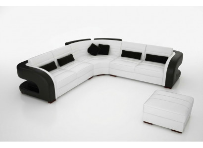 SOFA SKÓRZANA Design Żywy krajobrazu KANAPA Ustawić TAPICEROWANA NAROŻNIK SOFA Bergamo