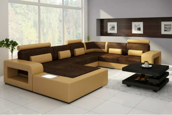Sofa Zestaw sofowy Materiał Włókienniczy Skóra Sofa z Oświetleniem Żywy krajobraz Couch !