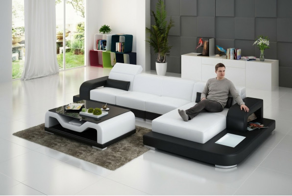 Skórzana sofa kanapa Żywy krajobraz Narożnikowa kanapa Narożnik Ustaw Design Modern Sofa