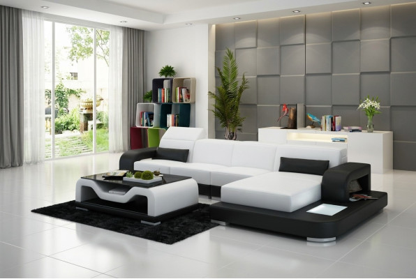 Skórzana sofa kanapa Żywy krajobraz Narożnikowa kanapa Narożnik Ustaw Design Modern Sofa