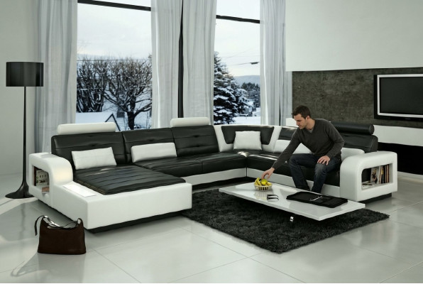 Narożnikowa kanapa Sofa Kanapa Podkładka Żywy krajobraz Skóra Narożnik Sofy Ustawić U Shape H2209