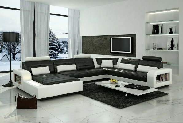 Narożnikowa kanapa Sofa Kanapa Podkładka Żywy krajobraz Skóra Narożnik Sofy Ustawić U Shape H2209