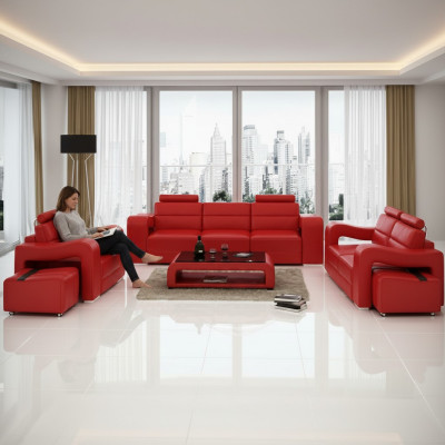 Designerska skórzana sofa Zestaw sofowy Sofa Siedziba Podkładka Ustawić 3+2+1 Zestaw PISA