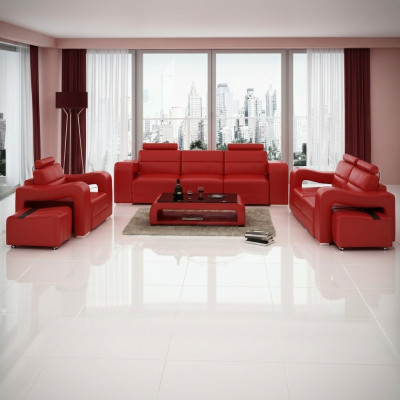 Designerska skórzana sofa Zestaw sofowy Sofa Siedziba Podkładka Ustawić 3+2+1 Zestaw PISA