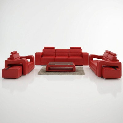 Designerska skórzana sofa Zestaw sofowy Sofa Siedziba Podkładka Ustawić 3+2+1 Zestaw PISA