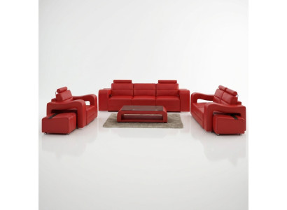 Designerska skórzana sofa Zestaw sofowy Sofa Siedziba Podkładka Ustawić 3+2+1 Zestaw PISA