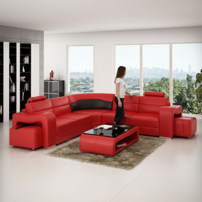 SKÓRZANA SOFA Narożnikowa kanapa NAROŻNIK PROJEKTANT Żywy krajobraz L SHAPE COUCH Siedziba SOFA PISA